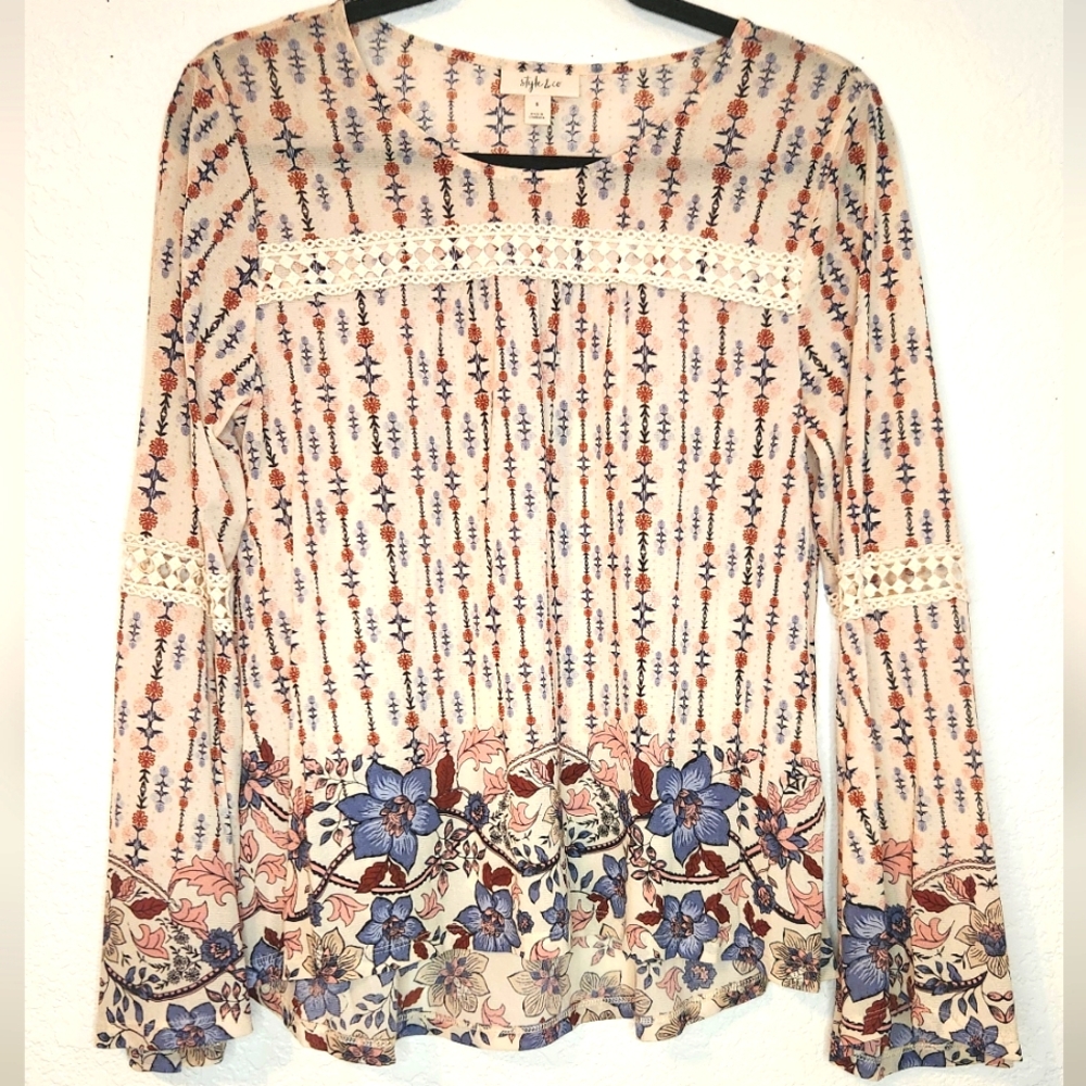 Style & Co Bohemian‎ Pullover Blouse, Size S